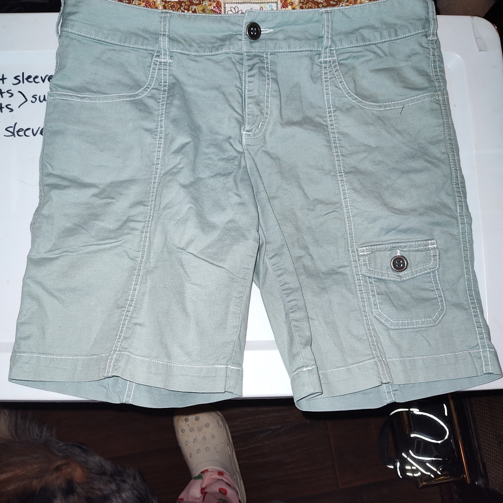 Sage Green Shorts with Floral Trim